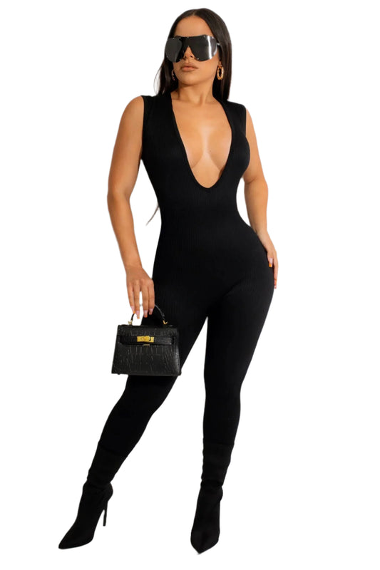 "Deep Vee" Bodycon Jumpsuit